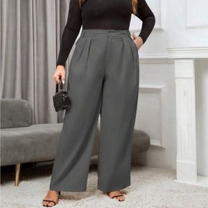 Solid wide leg pant